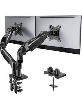 HUANUO FlowLift™ Dual Monitor Stand, Fully Adjustable Gaming Monitor Desk Mount